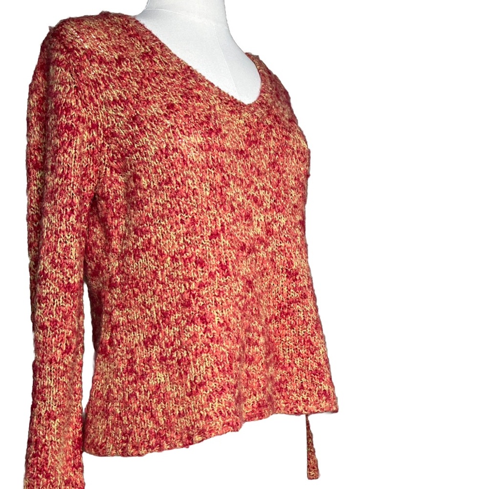 Royal Robbins Red Multi V-Neck Sweater Size S Pullover Flare Arm Stretch Knit - Picture 2 of 10